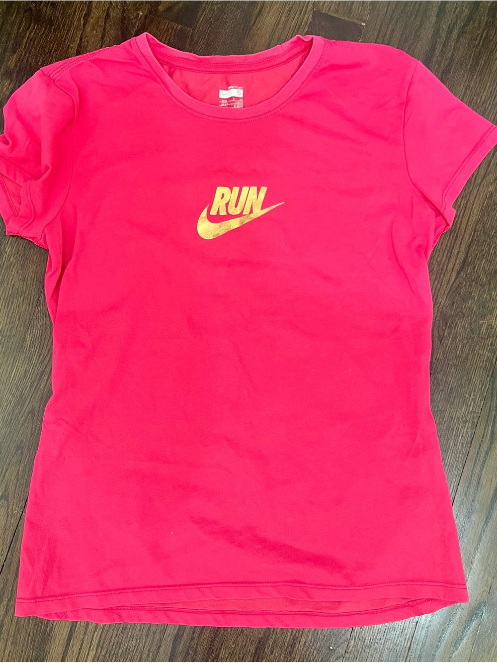 Nike Dri FIT Run Graphic Short Sleeve Athletic Top Pink Women’s S